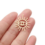 10pcs Raw Brass Flower Charms Eye Pendant DIY Jewelry Making