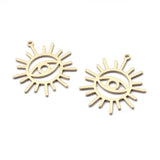 10pcs Raw Brass Flower Charms Eye Pendant DIY Jewelry Making