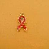 30pcs CCB Breast Cancer Awareness Ribbon Charm Dangle Charms