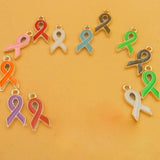 30pcs CCB Breast Cancer Awareness Ribbon Charm Dangle Charms