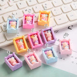 10Pcs 3D Baby Bed Resin Charms KeyChain Pendant DIY Jewelry Material