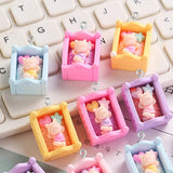 10Pcs 3D Baby Bed Resin Charms KeyChain Pendant DIY Jewelry Material