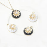 6pcs Daisy Flower Round Charms for DIY Necklace Bracelet Making