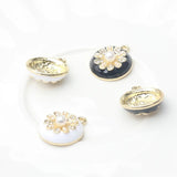 6pcs Daisy Flower Round Charms for DIY Necklace Bracelet Making