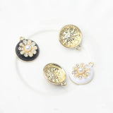 6pcs Daisy Flower Round Charms for DIY Necklace Bracelet Making