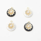 6pcs Daisy Flower Round Charms for DIY Necklace Bracelet Making