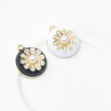 6pcs Daisy Flower Round Charms for DIY Necklace Bracelet Making
