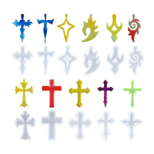 10Pcs/Set Silicone Mold Mirror Cross DIY Cross Jewelry Pendant Making