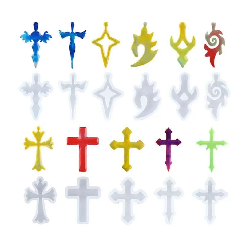 10Pcs/Set Silicone Mold Mirror Cross DIY Cross Jewelry Pendant Making