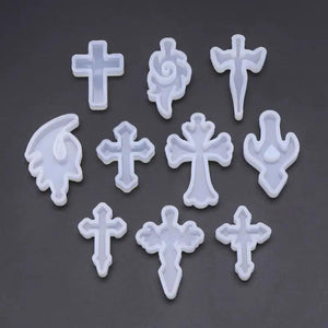 10Pcs/Set Silicone Mold Mirror Cross DIY Cross Jewelry Pendant Making