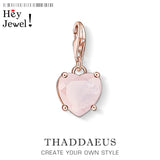 Heart Charm Pendant with Pink Stone - Jewelry Gift