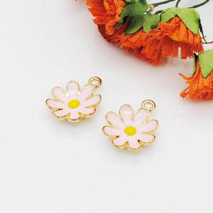 20pcs/lot 15*18mm Flowers Shape Enamel Charms Zinc Alloy Metal Pendants