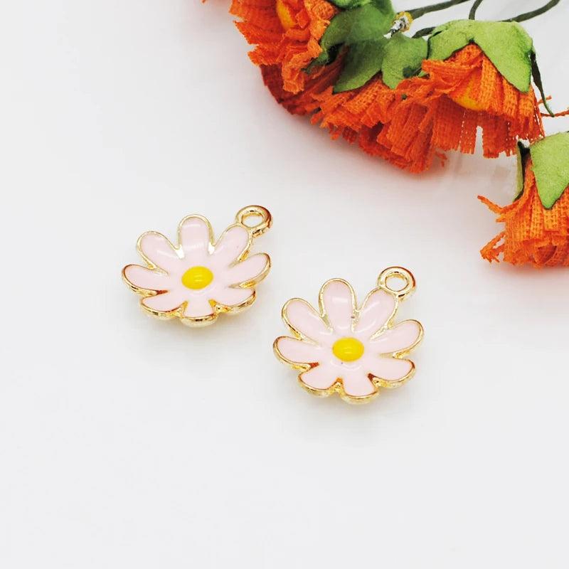 20pcs/lot 15*18mm Flowers Shape Enamel Charms Zinc Alloy Metal Pendants