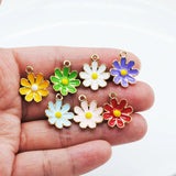 20pcs/lot 15*18mm Flowers Shape Enamel Charms Zinc Alloy Metal Pendants