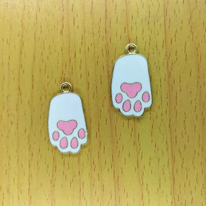 10Pcs Cartoon Animal Paw Enamel Charms DIY Jewelry Making
