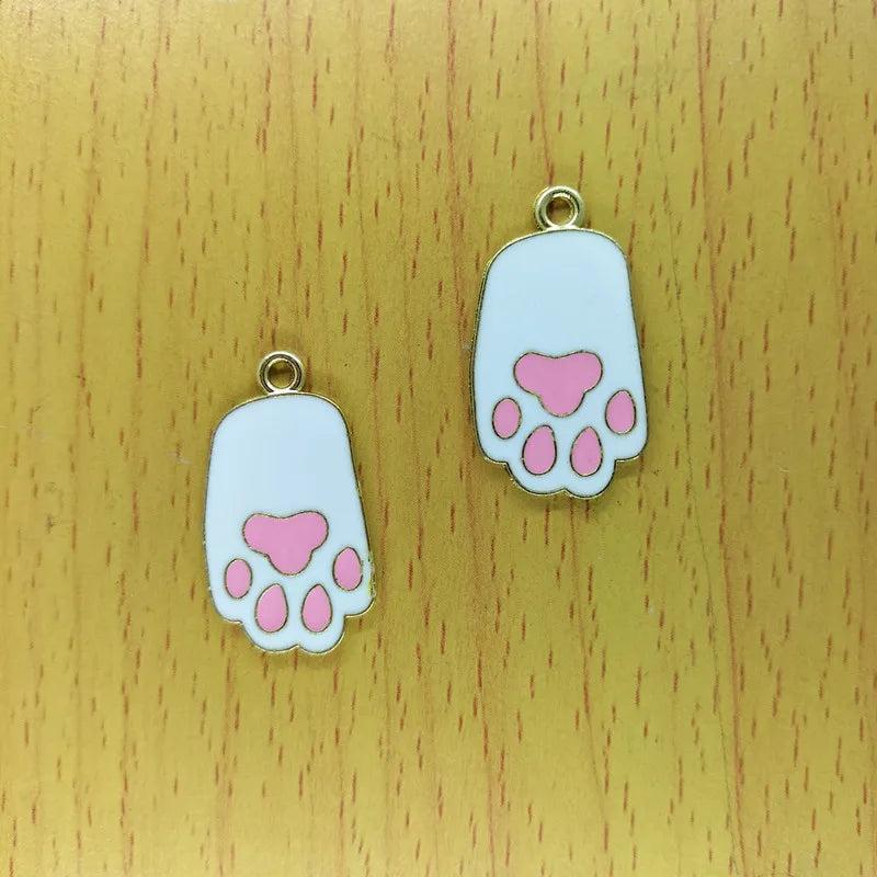 10Pcs Cartoon Animal Paw Enamel Charms DIY Jewelry Making