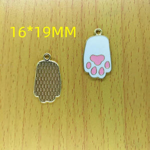 10Pcs Cartoon Animal Paw Enamel Charms DIY Jewelry Making