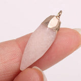 2 PCS Natural Stone Charms Faceted Rose Quartzs Pendants for Jewelry Making