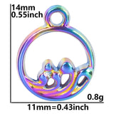 20pcs/Lot Openwork Round Pendant Sea Ocean Waves Water Charm Rainbow Alloy