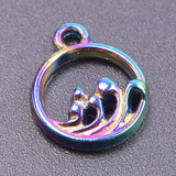 20pcs/Lot Openwork Round Pendant Sea Ocean Waves Water Charm Rainbow Alloy