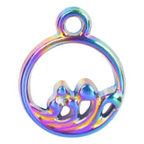 20pcs/Lot Openwork Round Pendant Sea Ocean Waves Water Charm Rainbow Alloy