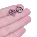 20pcs/Lot Openwork Round Pendant Sea Ocean Waves Water Charm Rainbow Alloy