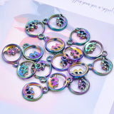 20pcs/Lot Openwork Round Pendant Sea Ocean Waves Water Charm Rainbow Alloy