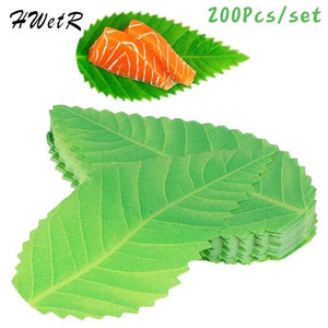 200Pcs Green Leaves Bento Baran Sashimi Sushi Leaves Party Supplies