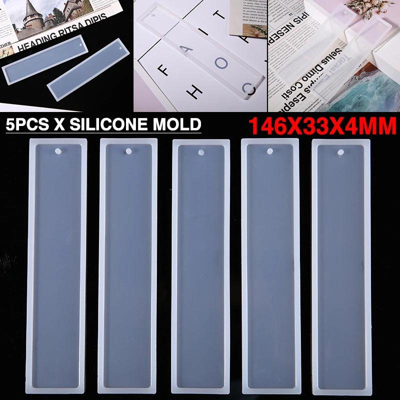 5pcs Silicone Bookmark Casting Mold Epoxy Resin Mould DIY Craft Tools