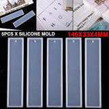5pcs Silicone Bookmark Casting Mold Epoxy Resin Mould DIY Craft Tools