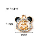 10pcs Chinese Tiger Enamel Charms with Rhinestone Alloy Pendants