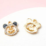 10pcs Chinese Tiger Enamel Charms with Rhinestone Alloy Pendants