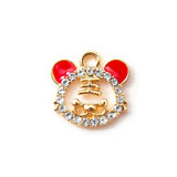 10pcs Chinese Tiger Enamel Charms with Rhinestone Alloy Pendants