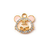 10pcs Chinese Tiger Enamel Charms with Rhinestone Alloy Pendants