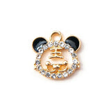 10pcs Chinese Tiger Enamel Charms with Rhinestone Alloy Pendants