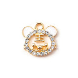 10pcs Chinese Tiger Enamel Charms with Rhinestone Alloy Pendants
