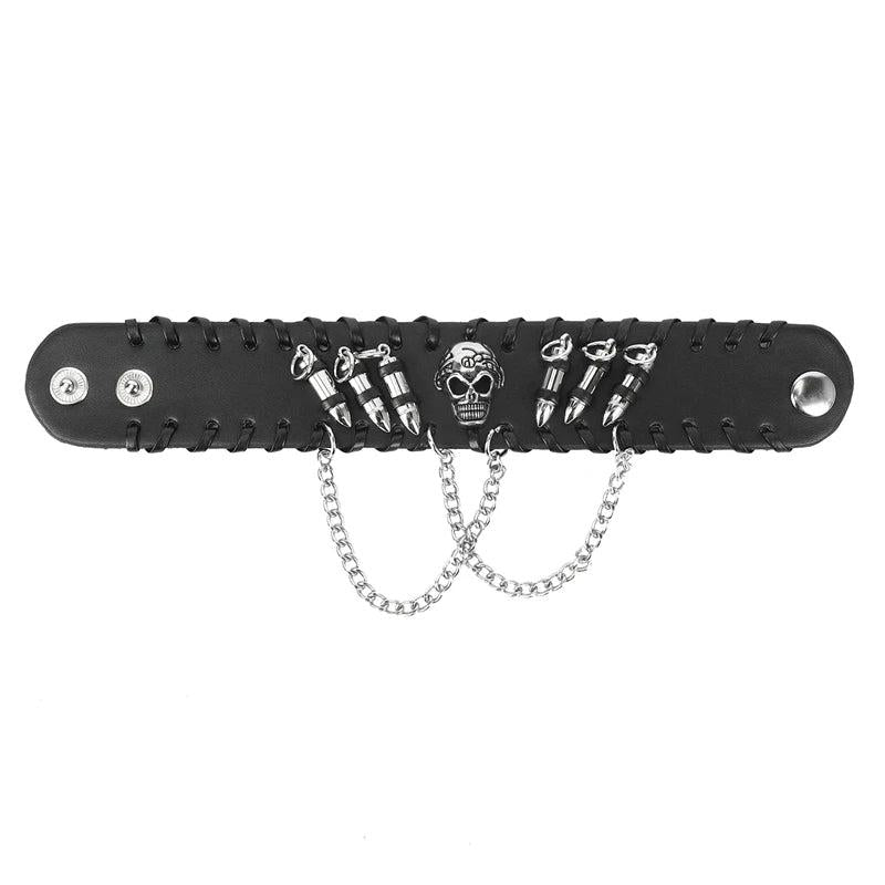 Men's Gothic Skull Chain Wristband Bracelet