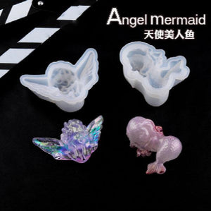 DIY Mermaid Angel Silicone UV Resin Jewelry Tools Dried Flower Molds Pendant
