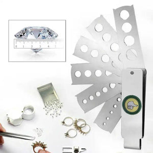 Stainless Steel Diamond Gem Fan Gauge Stone Measuring Tool