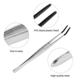2 PCS Curved Bent Rubber Tip Stainless Steel Tweezers