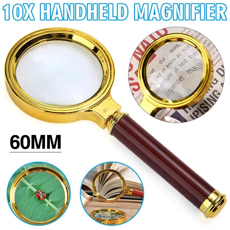 60mm 10X Handheld Magnifier High Clarity Magnifying Glass Loupe