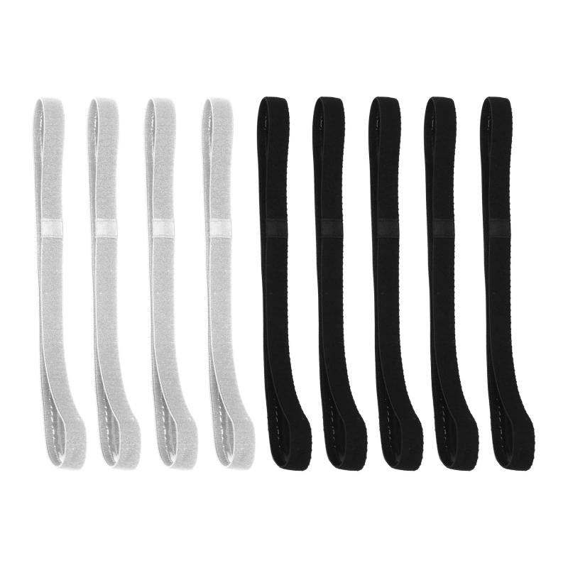 9 Pcs Non-Slip Sport Headbands for Women & Men, Black & Grey