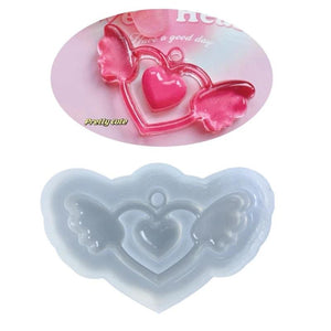 3D Love Wings Quicksand Mold Pendant Silicone Mold DIY Resin Casting