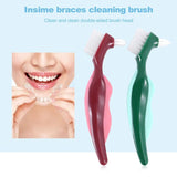 Hard Denture Brush Toothbrush, Cleaning Brush, Double Sided, Portable