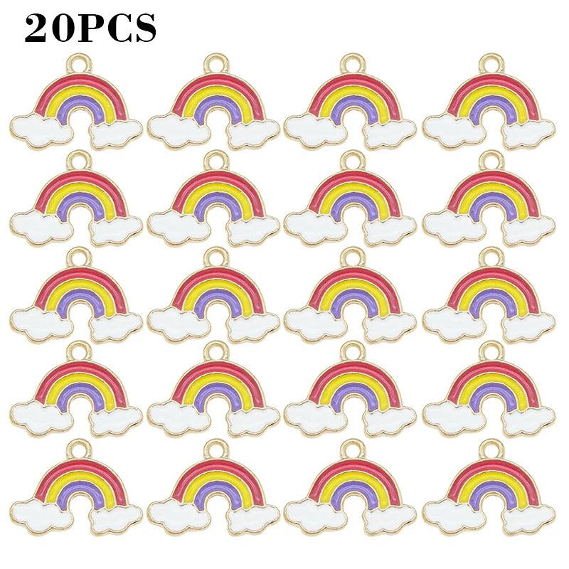 20pcs Enamel Rainbow Cloud Charms Pendant Necklace Earrings DIY Accessories