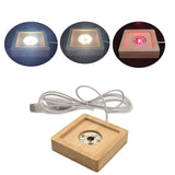 Wooden Lighted Base Stand LED Lights Display Base Compatible w/ Resin Mold