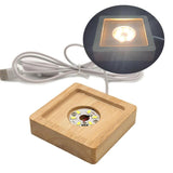Wooden Lighted Base Stand LED Lights Display Base Compatible w/ Resin Mold