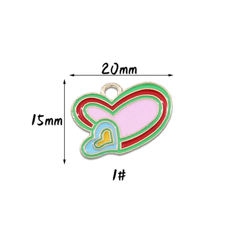 10pcs Irregular Love Heart Enamel Charms Dripping Oil Jewelry