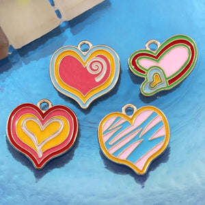 10pcs Irregular Love Heart Enamel Charms Dripping Oil Jewelry