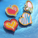 10pcs Irregular Love Heart Enamel Charms Dripping Oil Jewelry